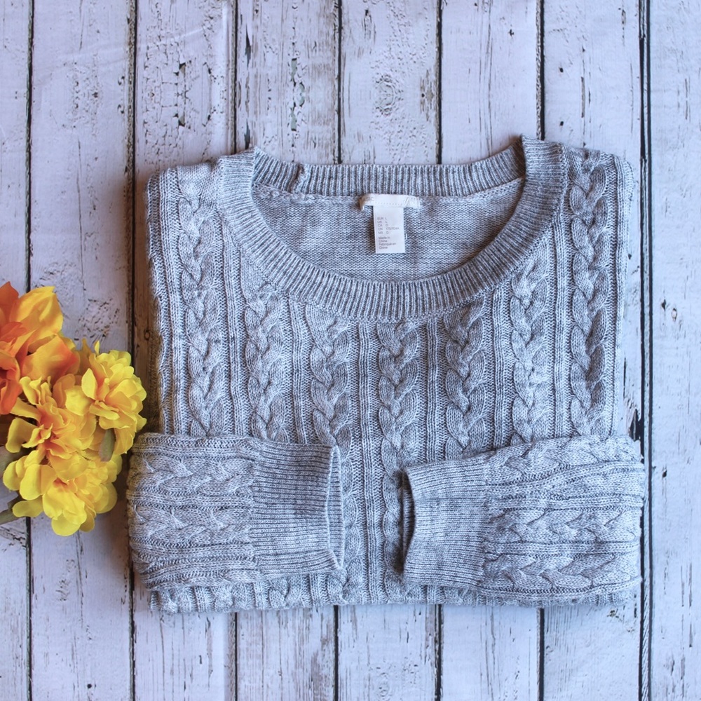 H&M Grey Cable Knit Sweater